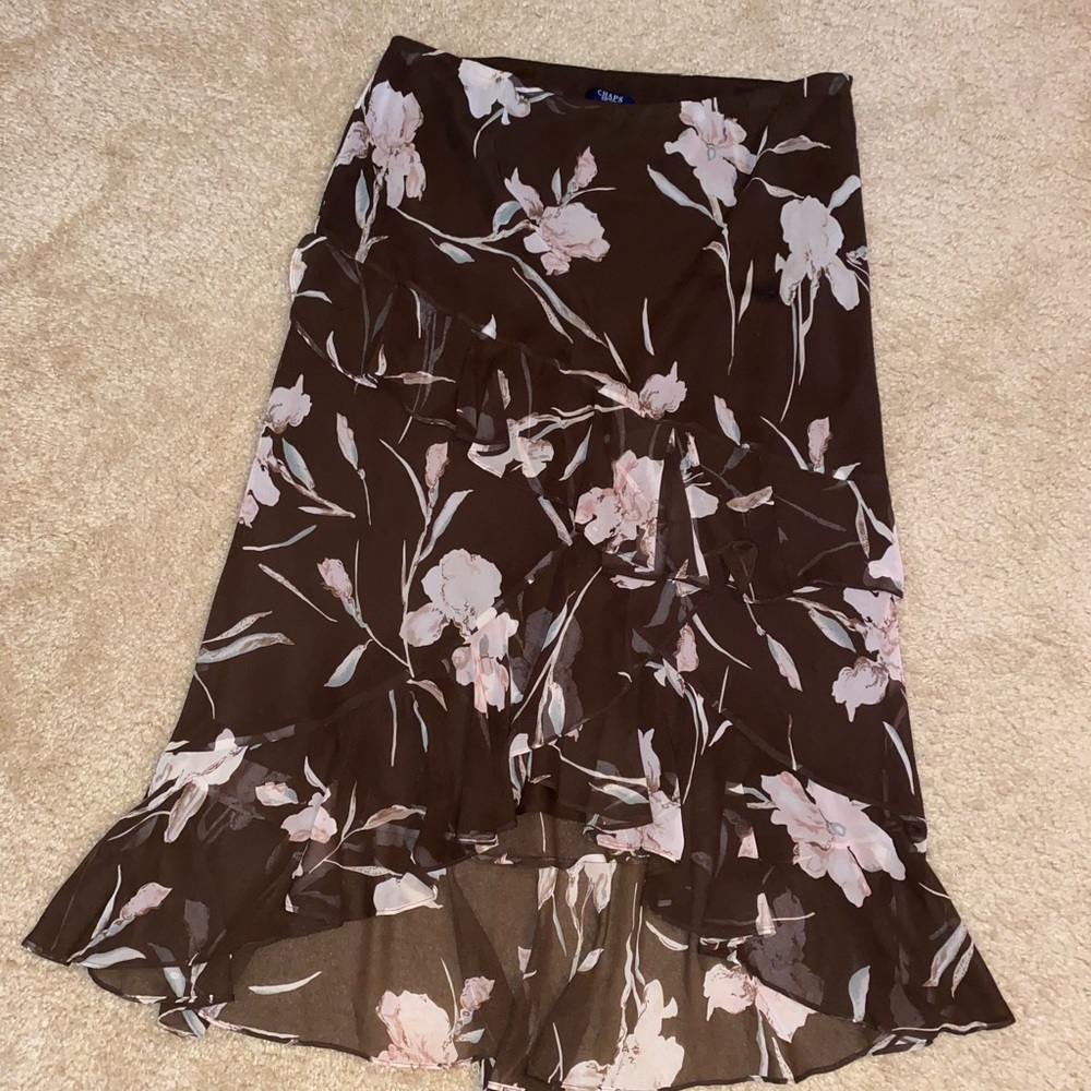 🤎CHAPS Ruffled High-Low Skirt🤎